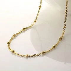 ネックレス レディース ステンレス チェーン 金属アレルギー サージカルステンレス スタッズ あずきチェーン チェーンネックレス 錆びない 細め 細い チョーカー ゴールド シンプル 大人 おしゃれ 即日発送