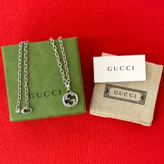 極 美品 箱 袋付 GUCCI グッチ インターロッキング G シルバー925 ネックレス ペンダント チョーカー アクセサリー メンズ シルバー 556-6