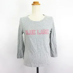 バーバリーブルーレーベル BURBERRY BLUE LABEL Tシャツ カットソー 七分袖 クルーネック ロゴ コットン 38 グレー ※EKM