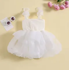 ワンピース チュールワンピース チュールスドレス プリンセスドレス チュールワンピース ワンピ ベビーチュチュ サロペットスカート ベビー服 プリンセス風 袖なし ガールズ 赤ちゃん 子供ドレス 吊りスカート  チュールワンピース  ベビーチュチュ ホワイト