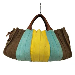 ユーズドフルギ USED古着 LUPO マルチカラー ロゴ型押し ギャザー ハンドバッグ  レディース 表記無 