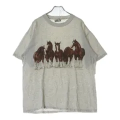 VINTAGE (ヴィンテージ) 90s LOFT HORSE ホース 馬 両面プリント Tシャツ 半袖カットソー グレー