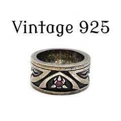 【抜群の重厚感】 レッドストーン　Silver 刻印 90s Vintage Ring シルバー リング 13号 ヴィンテージ　ユニセックス クラシック