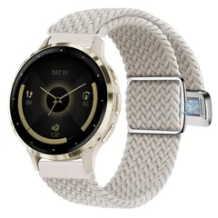 Abanen 編組伸縮性ナイロン腕時計バンド Garmin Venu 2S / Vivoactive 4S / Vivomove 3S/ Venu 3S用 18mmループ ソフトストレッチリストバンド ストラップ マグネ [スターライト(Starlight)]