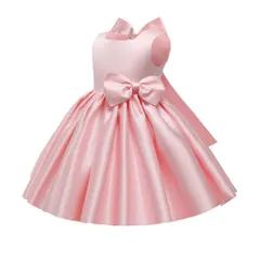 ☆ ピンク ☆ 130cm ☆ キッズ ドレス pmykidsdress02 キッズドレス 子供 ドレス フォーマルドレス ワンピース 子供服 キッズ服 ノースリブ リボン 膝丈 フレア シンプル 無地 ピアノ発表会 演奏会 フォーマル 結婚式