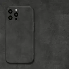 【iPhone15Plus対応ケース】高級PUレザー使用 マット仕上げ ブラック 大人シンプル仕様 上品デザイン 指紋防止 ビジネス対応 ギフト用 iPhoneケース 大人 おしゃれ シンプル ブラック スリム 軽量 高見え ギフト対応 ビジネス用
