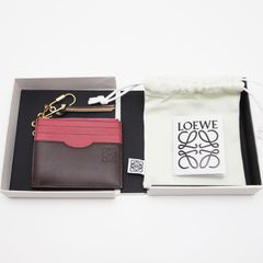【新品同様】ロエベ　スクエア コインカードホルダー チェーン　財布　カードケース　カーフレザー　ピンク　ゴールド金具　C821B35X01