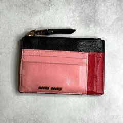 miu miu ミュウミュウ / マドラスマルチフラグメントケース カードケース コインケース マドラスレザー ピンク レッド ブラック 5MC446