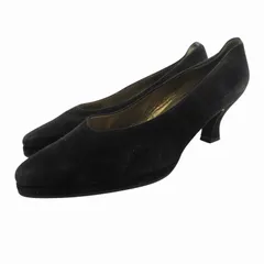 イヴサンローラン YVES SAINT LAURENT パンプス シューズ ヒール ポインテッドトゥ スエード 37 24.0cm 黒 ブラック /HO ■GY99