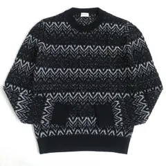 未使用品□18AW サンローランパリ 529736 シェブロンストライプ ロングスリーブニット/セーター ブラック/シルバー S イタリア製 正規品のサムネイル