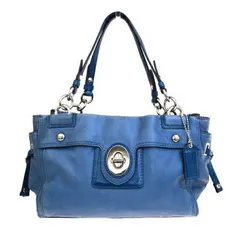 【中古】 コーチ COACH ペイトン キャリーオール ハンドバッグ ブルー レザー 14522 03JA228