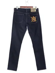 【お得なクーポン配布中!】 ダブルポニー ラルフローレン デニム パンツ 31 レディース M 程 ポロ ジーンズ ジーパン スリム ストレート ストレッチ 濃紺 ワンポイント