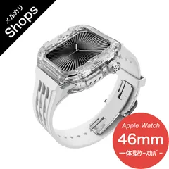 【Apple Watch Series 11/10・46mm】バンド アップルウォッチ カバー ベルト シリコン ステンレス ケース 一体型 セット おしゃれ クリア（クリア/ホワイト）❶