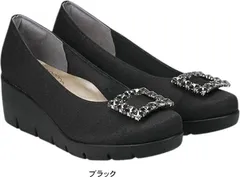 日本製 レディース パンプス ファーストコンタクト 靴 厚底 抗菌 消臭 ウェッジソール 歩きやすい 痛くない コンフォートシューズ 冠婚葬祭 オフィス nc39639 ブラック（）
