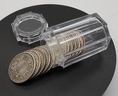 旭日中型50銭銀貨 美品 10枚セット 透明シリンダー入り 即納 - 金銀