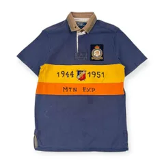 90s Polo by Ralph Lauren ラルフローレン CUSTOM FIT エンブレム デザイン 半袖 ポロシャツ M/くすみブルー系 メンズ ビンテージ