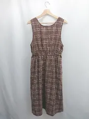 ◇ ⊂ ehka sopo　エヘカソポ チェック柄 - ロング キャミソールワンピース サイズF ブラウン系 レディース E  【1506230025329】のサムネイル
