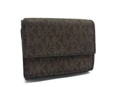 ■美品■ MICHAEL KORS マイケルコース PVC 三つ折り ミニ財布 コンパクトウォレット  札入れ 小銭入れ ブラウン系 DG6851
