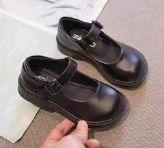 ローファー 女の子　ブラック メリージェーンシューズ 合成皮革　卒園　入学　発表会　通学靴　学校靴　合皮　かわいい　スクールローファー　中敷　やわらかい