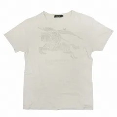 美品 バーバリーブラックレーベル BURBERRY BLACK LABEL ロゴ プリント Tシャツ カットソー Vネック 半袖 コットン サイズ2 白 ホワイト メンズ/6
