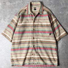 90s ラルフローレン アロハシャツ 開襟 太ボーダー インド綿 ボックス