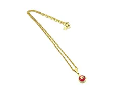 ■美品■ NINA RICCI ニナリッチ カラーストーン ネックレス ペンダント アクセサリー レディース レッド系×ゴールド系 DI6422