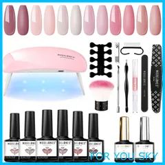 【新着商品】Modelones ジェルネイルキット、6W ミニUVライト付き、ベーストップコート、6カラージェルサロンセット、マニュキュアツール、ポータブル ネイルジェルキット、ギフト 初心者最適