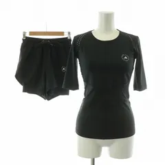 アディダス バイ ステラマッカートニー TruePurpose 2-in-1 トレーニングショーツ セットアップ ショートパンツ Tシャツ スポーツウェア ストレッチ S ブラック IB6824 IB6780
