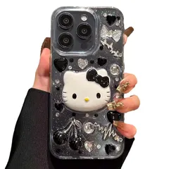 【人気商品】かわいい人気スマホケース おしゃれ iphone14ケースiphone13ケース韓国 シンプル キラキラ iphone16ケースさくらんぼiphone15ケース ラインストーン付き 携帯カバーハローキティ携帯ケース 可愛いキティちゃん 軽量 耐衝撃
