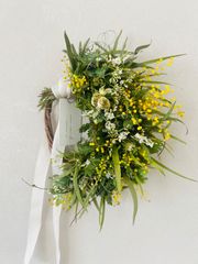 Spring 春の木漏れ日 銀葉ミモザのハーフリース 23~36cm