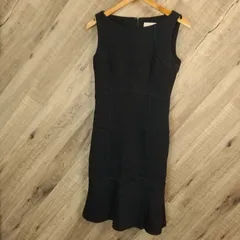 M1-02106 【Women】KUMIKYOKU(クミキョク) ノースリーブワンピース 2(M相当) /黒 裏、ホックの留め具なし 裏、裏地の裾付近に汚れ有