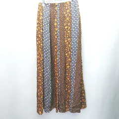 ◇ NATURAL BEAUTY BASIC 花柄 ロング丈 フレア スカート サイズXS ブラウン オレンジ ネイビー レディース E  【1407020011235】