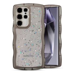【在庫処分】S24 Ultra Galaxy ケース クリア TPU カバー ウェーブ おしゃれ 韓国 可愛い ウェーブ グリッター 透明 薄型 軽量 耐衝撃 QLTYPRI 滑り止め (SC-52E / SCG26) スマホケース ワイヤレス充電対応 ストラ