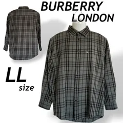 BURBERRY LONDON バーバリーロンドン メンズ 長袖シャツ LL 羊毛 刺繍ロゴ BBW82-316 三陽商会 バチェック ブラック×グレー系 (B37)★
