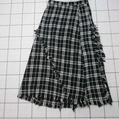 ◇ ⊇ ABITOKYO アビトーキョー チェック柄 ツイード調 ロング Aライン スカート サイズL ブラック系 レディース E  【1509190036305】