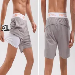 [XL]メンズ ファッション 服 男性用 オシャレ シンプル 大人 かっこいい 大きいサイズ ストリート 紳士服 夏 速乾 スポーツ ズボン ストレッチ ランニング バスケットボール カジュアル トレーニング スクワット ショート フィットネス パンツ