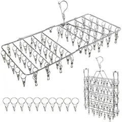 【残りあと僅か！】70+10個の余裕がある予備ピンチが付きで大容量 収納便利 オールステンレス製折りたたみ式 ピンチ ピンチ ピンチ 70 洗濯もの ピンチハンガー ハンガーステンレス 洗濯 洗濯 物干し 70+10ピンチ ハンガー