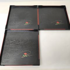 象彦 京漆器 モーニングトレイ 長角盆 黒塗 蒔絵 稲穂 九代 西村彦兵衛