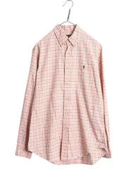 【お得なクーポン配布中!】 ラルフローレン チェック 3点留め ボタンダウン フランネル シャツ メンズ M 古着 ポロ コットン 長袖シャツ ネルシャツ マルチカラー ネル