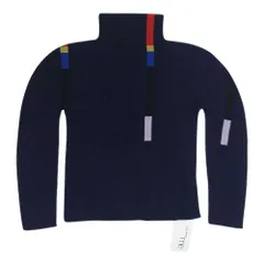 ISSEY MIYAKE イッセイミヤケ me ミー MI71FJ231 ボックスプリーツ プリント ボトルネック カットソー 半袖 ネイビー系 サイズ表記無【中古】のサムネイル