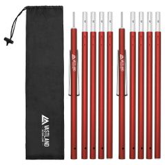 テントポール タープポール アルミ 2本セット ボルドー 最長195cm 直径19mm 先端ローレット加工 ランタンフック 収納袋付き VASTLAND（ヴァストランド）