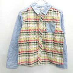 ◇ ◎ ●未使用● Arnold Palmer キッズ 子供服 チェック柄 長袖 シャツ サイズ120 ベージュ ライトブルー 男の子 E  【1408220043934】