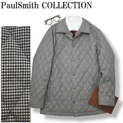 ポールスミス コレクション PaulSmith COLLECTION 千鳥格子柄 キルティングジャケット アウター コート ビジネス カジュアル トラッド XL ホワイト x ブラック メンズ