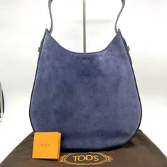 美品<!-利用不可文字-!>TOD'S トッズ オーボエバッグ ワンショルダー T金具 ロゴ刻印 スエード 紺