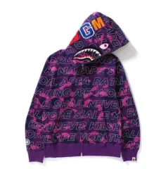 A BATHING APE 初期 希少 シャークパーカー フランケンタグ 紫 アベイシングエイプ A BATHING APE SHARK FULL ZIP HOODIE