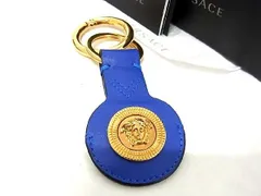 ■新品■未使用■ VERSACE ヴェルサーチ メデューサ レザー キーホルダー キーリング チャーム アクセサリー ブルー系 AT3400 のサムネイル