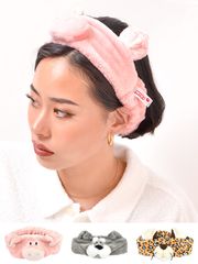 NICI ニキ ヘアバンド 洗顔 キャラクター かわいい ピッグ シュナウザー レパード レディース もこもこ ふわふわ 洗顔時 お風呂上り くつろぐ 部屋 NICI-2