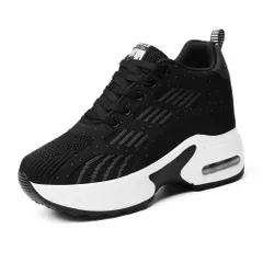 ☆ ブラック ☆ 39(24.5cm) ☆ インヒールスニーカー pmyinsn07 スニーカー レディース 厚底 インヒールスニーカー 厚底スニーカー 厚底シューズ シークレットシューズ 厚底靴 ウォーキングシューズ ハイカットスニーカー ハイカット