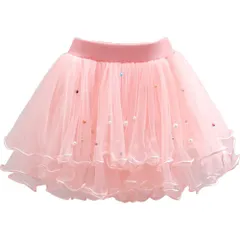☆ ピンク ☆ 130cm ☆ キッズ スカート パール付き チュチュスカート チュチュスカート キッズ キッズスカート ダンススカート 女の子 コスチューム ダンス 舞台 結婚式 チュールスカート パール付きスカート かわいい おしゃれ 発表会 お遊戯会