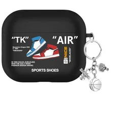 【新品】 AirPods 3 対応 ケース エアポッズ 第3世代に適用 スニーカー TPU ケース 全面保護 エアーポッズ 3カバー 軽量 小型 かわいい 靴 AirPods 3 専用 カバー 耐衝撃 防塵 紛失防止 カラビナ付き（Air-TK-black 1